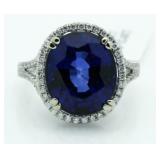 14kt Gold 12.67 ct Sapphire & Diamond Ring