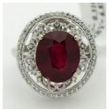 14kt Gold Oval 7.14 ct Ruby & Diamond Ring