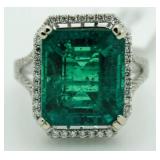 14kt Gold 9.73 ct Emerald & Diamond Ring