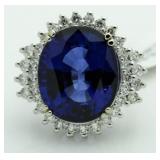 14kt Gold Oval 24.51 ct Sapphire & Diamond Ring