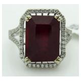 14kt Gold 13.44 ct Ruby & Diamond Ring