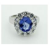 Oval 4.50 ct Tanzanite & White Sapphire Ring