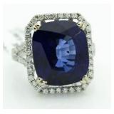 14kt Gold 15.22 ct Sapphire & Diamond Ring