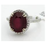 14kt Gold Oval 6.98 ct Ruby & Diamond Ring