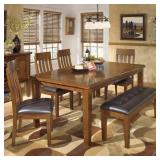 Ashley d594 cherry farmhouse 6 pc dining room set