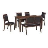 Ashley d395 6 pc table, 4 chairs & bench