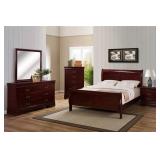 Louis Philippe queen 5 pc cherry sleigh bedroom