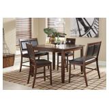 Ashley d395 Bar Table, 2 Benches & 2 Stools