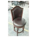 Brown leather counter/bar stool, swivels