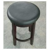 Drark brown small bar stool, leather seat