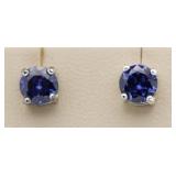 Brilliant 2.00 ct Blue Iolite Solitaire Earrings