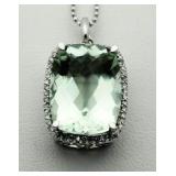 Oval 7.02 ct Green Amethyst & Diamond Pendant