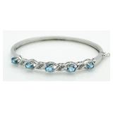 Gorgeous 4.00 ct Blue Topaz & Diamond Bracelet