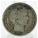 1906-D Barber Silver Half Dollar