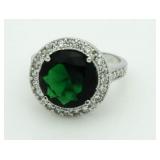 Round 6.84 ct Emerald Solitaire Ring