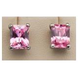 Emerald Cut 5.00 ct Pink Sapphire Earrings