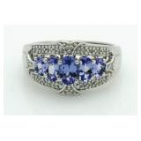 Genuine Tanzanite & Diamond Annviversary Ring