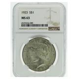 1923 MS63 Peace Silver Dollar