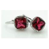 Cushion Cut 4.00 ct Ruby Earrings