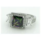 Princess Cut Mystic Topaz Designer Ring