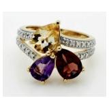 Genuine Gemstone & Diamond Accent Ring