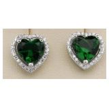 Heart Shape 4.00 ct Emerald Earrings