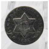 1852 Silver 3 Cent Piece