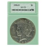 1926-D AU53 Peace Silver Dollar