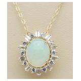 10kt Gold Genuine 3.50 ct Cabechon Opal Pendant