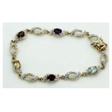 Genuine Gemstone & Diamond Accent Bracelet