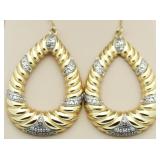 Large Diamond Accent Hoop Earrings