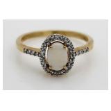 14kt Gold Opal & Diamond Solitaire Ring