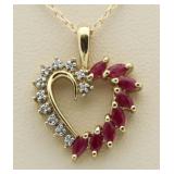 10Kt Gold Ruby & Diamond Pendant