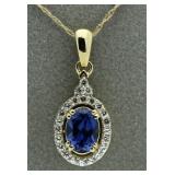 10kt Gold Blue & White Sapphire Pendant