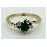 14kt Gold Genuine Emerald & Diamond Ring