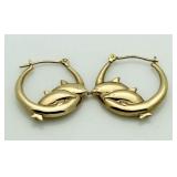 10kt Gold Dolphin Hoop Earrings