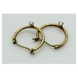 10kt Gold Diamond Hoop Earrings