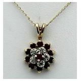 10kt Gold Genuine Ruby & Diamond Pendant