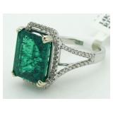 14kt Gold 9.73 ct Emerald & Diamond Ring