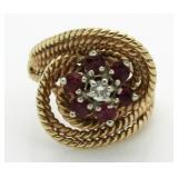 14kt Gold Antique Ruby & Diamond Ring