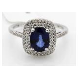 14kt Gold Oval 2.75 ct Sapphire & Diamond Ring