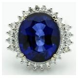 14kt Gold Oval 24.51 ct Sapphire & Diamond Ring