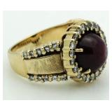 14kt Gold Star Sapphire & Diamond Ring