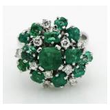 18kt Gold Genuine 3.80 ct Emerald & Diamond Ring