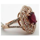 14kt Rose Gold 2.93 ct Ruby & Diamond Ring