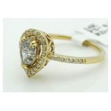 14kt Gold Pear Cut Diamond Solitaire Ring