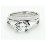 Tension Set 1.50 ct White Topaz Bridal Set