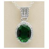 Oval 3.00 ct Emerald Solitaire Pendant