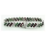 Genuine 8.50 ct Emerald, Sapphire & Ruby Bracelet