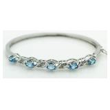 Gorgeous 4.00 ct Blue Topaz & Diamond Bracelet